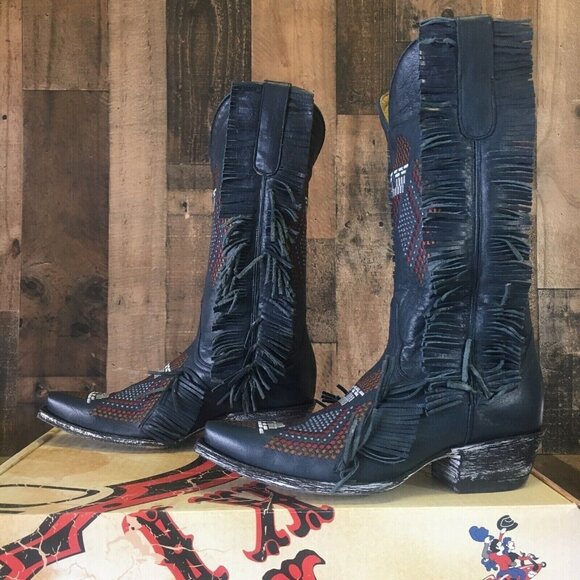 Old Gringo Tribu 13” YL265-2 Blue Snip Toe Cowboy Boots Womens 7 B - Picture 12 of 12